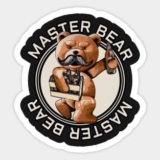 Master bear circle Sticker